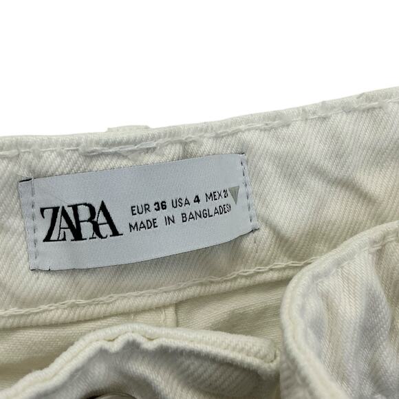 Zara Cut Off Shorts Womens Beach Casual Size 4 White - Picture 5 of 13
